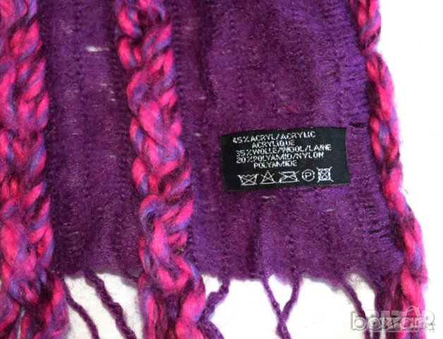 Дамски вълнен шал в лилаво и виолетово, снимка 3 - Шапки - 23437826