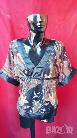 Прозрачна блузка сатен и шифон М, снимка 1