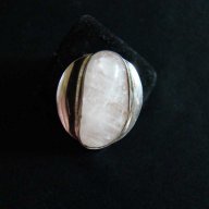 Сребърен пръстен с розов кварц, снимка 1 - Пръстени - 11209416