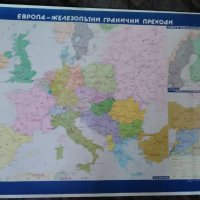 Стара Карта 'Европа-Железопътни Гранични Преходи'-1985г., снимка 1 - Антикварни и старинни предмети - 23307883