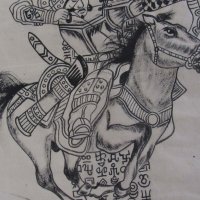 Картина Чингиз хан на кон върху оризова хартия от Монголия, снимка 10 - Колекции - 20252981