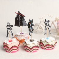 The Star Wars Междузвездни войни черно-бели 24 бр топери клечки за мъфини декорация рожден ден парти, снимка 1 - Други - 20300614