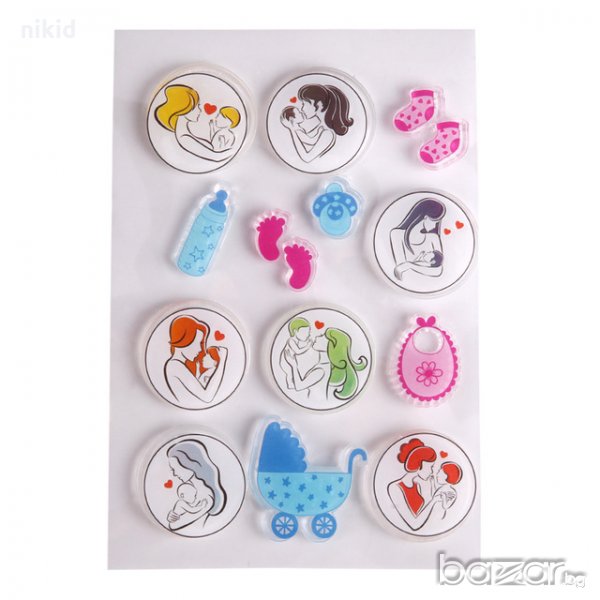 Майка и бебе ласка силиконов гумен печат декор украса за бисквитки фондан Scrapbooking, снимка 1