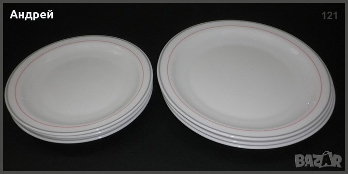 Комплект  „3+3” чинии,от френски аркопал, снимка 1