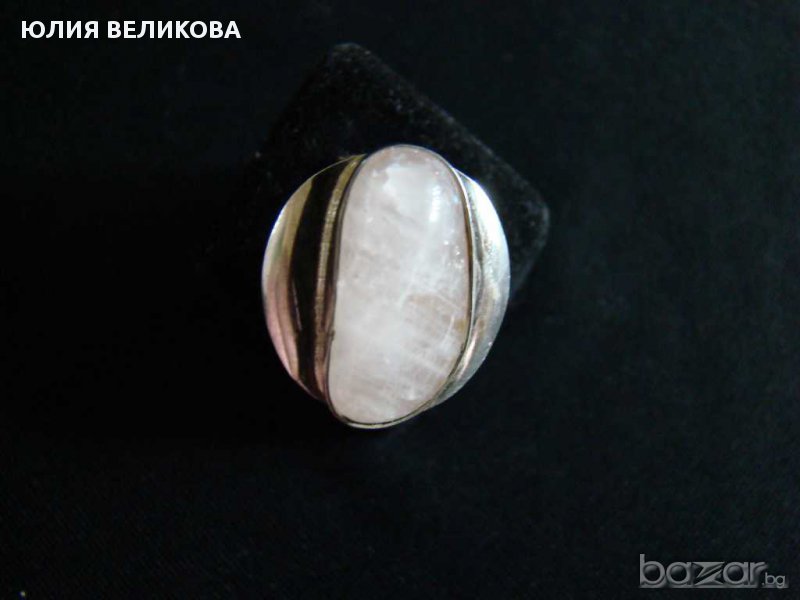 Сребърен пръстен с розов кварц, снимка 1