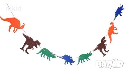 8 Динозаври на въже Парти Гирлянд Банер Флаг филц, снимка 1