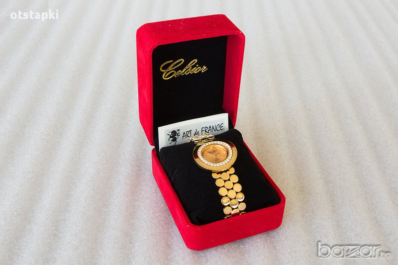 Дамски часовник с кристали CELSIOR - кристали Сваровски, позлатен, снимка 1
