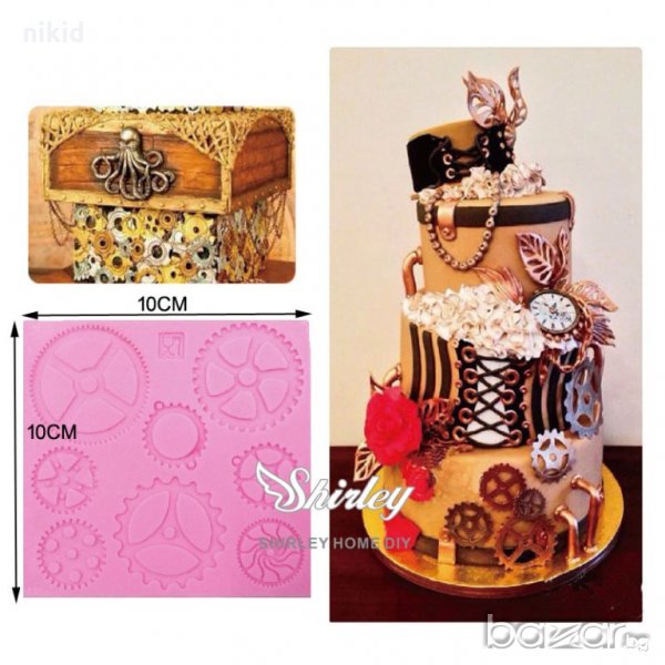 зъбни колела квадрат силиконов молд форма за украса декор торта фондан шоколад и др., снимка 1