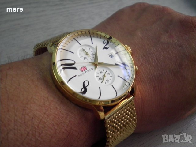 Мъжки позлатен часовник хронограф, снимка 1 - Мъжки - 21596642