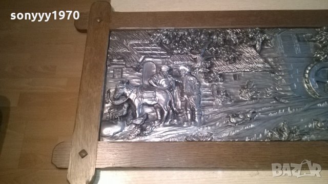 огромна тежка немска картина-дърво и олово-внос швеицария, снимка 5 - Антикварни и старинни предмети - 22136540