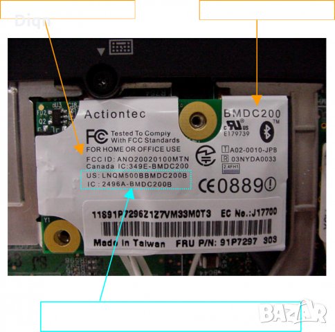 BMDC200 FRU 27r1880 Bluetooth Modem Card, снимка 3 - Кабели и адаптери - 25776064