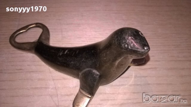 Тюлен-отварачка-масивна и стилна-14х9х8см-внос швеицария, снимка 7 - Антикварни и старинни предмети - 18146792