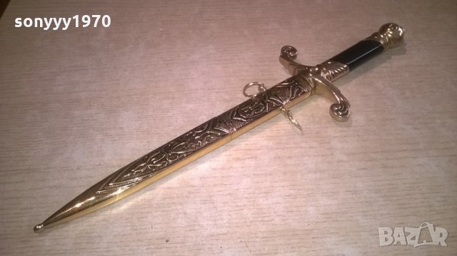нож сабя-златна кама с ножница-метални-38х11см-внос швеицария, снимка 4 - Колекции - 23662044