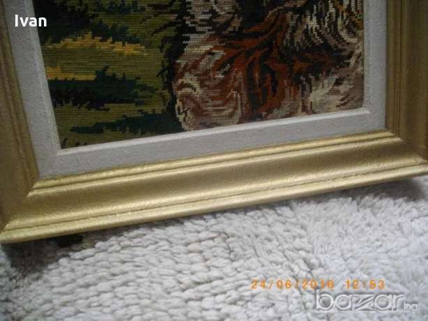 59х46см-Голям Ръчен Гоблен -Рамкиран-Отличен-DMC, снимка 9 - Гоблени - 19311287