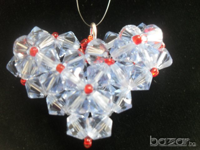 Сърце с кристали Сваровски 003, снимка 4 - Колиета, медальони, синджири - 7419596