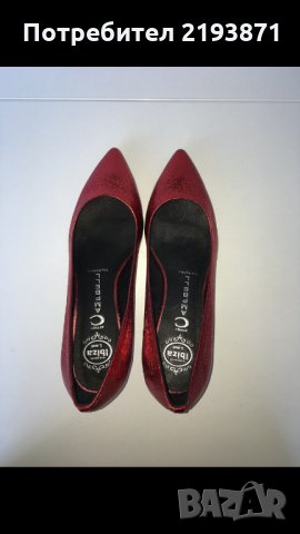 Кожени с ефект блясък червени обувки Jeffrey Campbell номер 39, снимка 7 - Дамски обувки на ток - 24329233