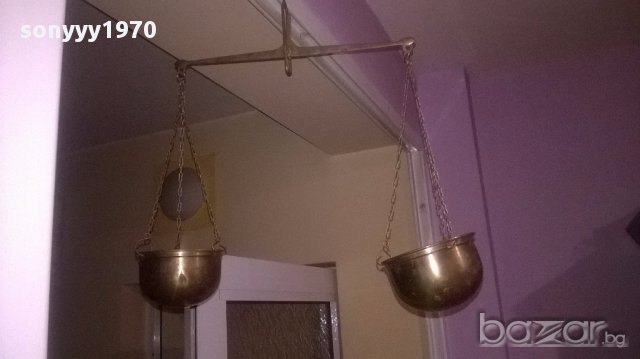 Ретро везна-мед/месинг-40х36х12см-внос швеицария, снимка 6 - Антикварни и старинни предмети - 16654393