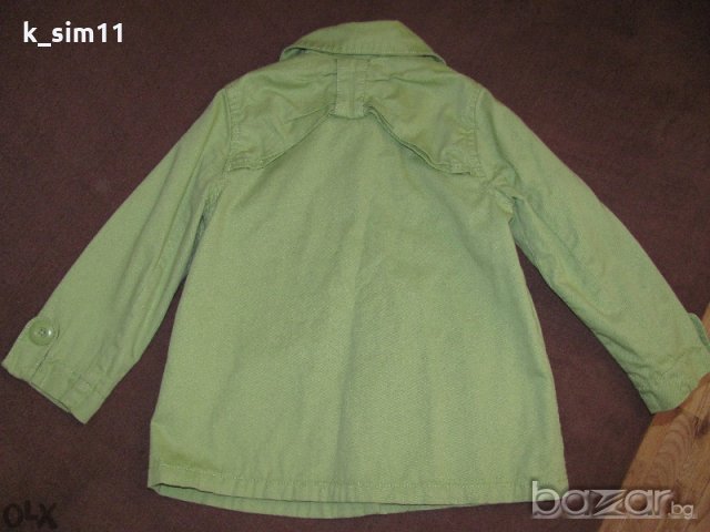 Зелено пролетно-есенно палто/ тренч на Next за 3-4 г, снимка 4 - Детски якета и елеци - 19216569