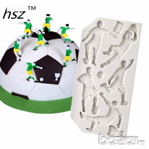 Мач футболисти футбол и купа силиконов молд форма украса декор торта фондан шоколад, снимка 2 - Форми - 19141337