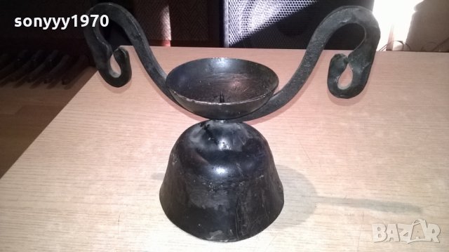 метален свещник-ковано желязо-21х16х12см, снимка 6 - Колекции - 22762497