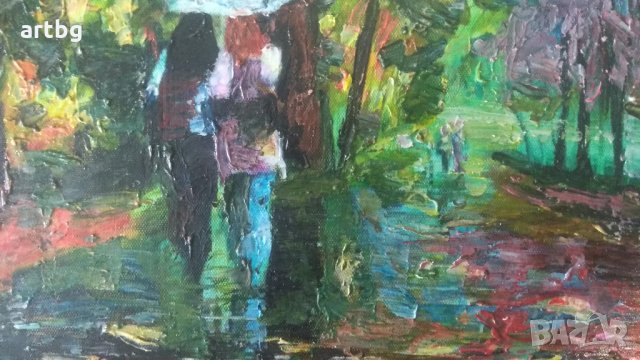 Автентична картина "Разговор", снимка 6 - Картини - 24694451