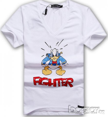 D&G Dolce and Gabbana Donald Duck Fighter Print Мъжка Тениска size 44 (XS), снимка 2 - Тениски - 6805150