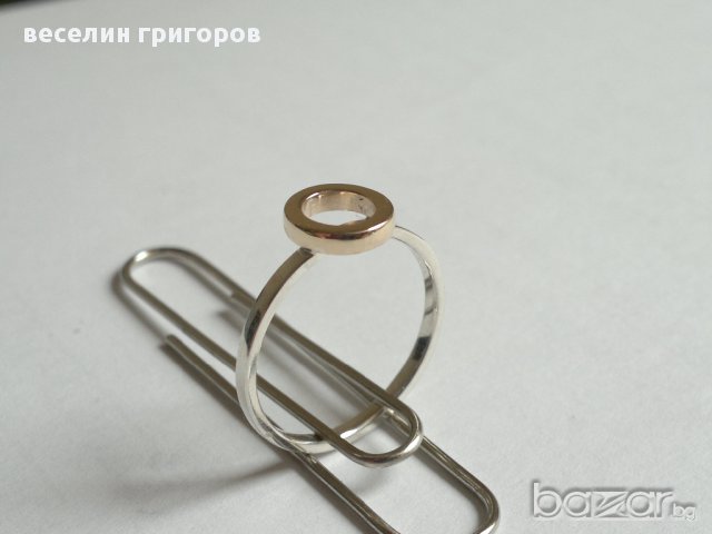 пръстен сребро и злато, снимка 1 - Пръстени - 10980064