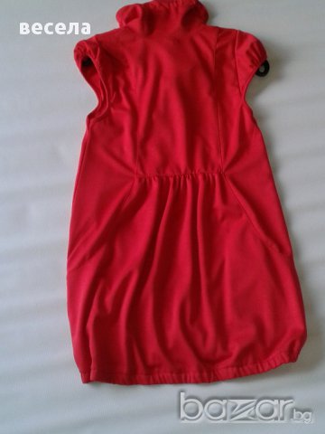 Рокля, туника, червена, трико с цип и джобове, снимка 3 - Детски Блузи и туники - 9503685
