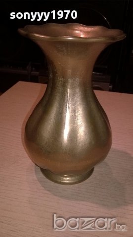 Massiv messing-ваза-18/12см-внос швеицария, снимка 2 - Колекции - 15443675