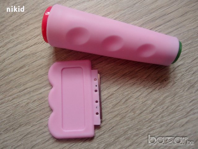 розов двоен двустранен печат за нокти маникюр + стъргало комплект лак, снимка 3 - Продукти за маникюр - 14612855