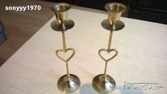 финни Свещници 2броя-23/7см-мед/месинг-внос швеицария, снимка 4 - Антикварни и старинни предмети - 13923412