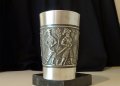 Рицарска чаша,халба от калай с ловни сцени. , снимка 1 - Антикварни и старинни предмети - 25660764