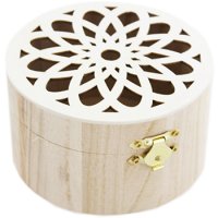 Дървена кутия с флорален капак и златен механизъм, снимка 1 - Бижутерийни комплекти - 22656540