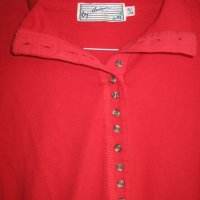 Червена блуза с копчета, памук., снимка 1 - Блузи с дълъг ръкав и пуловери - 23590770