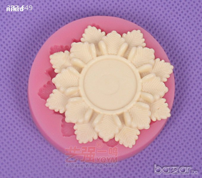 назъбено цвете звезда кръгъл силиконов молд форма тесто фондан декорация украса торта мъфини гипс , снимка 1