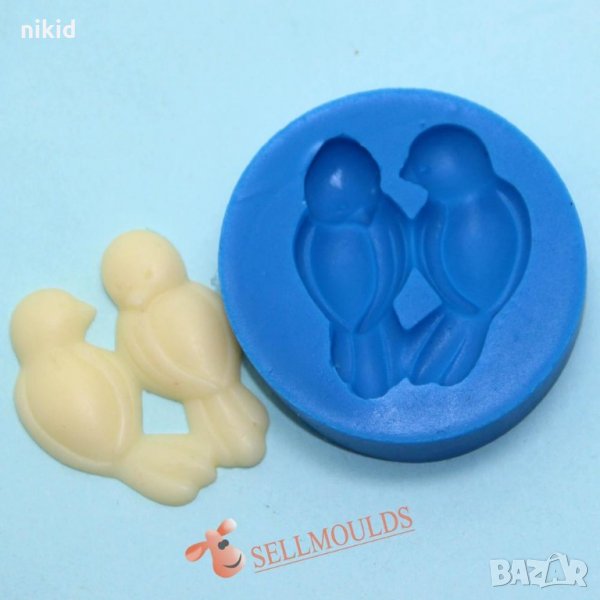 2 малки врабчета врабче птички силиконов молд форма за декорация торта фондан шоколад мъфини, снимка 1