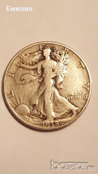 Rare 1938-D 50 Cents USA Value $150, снимка 1