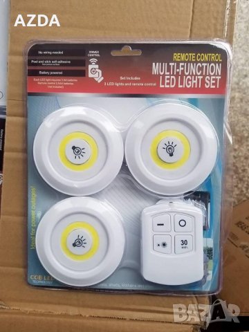 3 броя Безжични LED Светодиодни лампи cob с дистанционно управление , снимка 6 - Лед осветление - 25876727