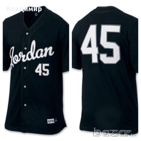 Nike Jordan 45 Бейзболна тениска с къс ръкав и копчета, размер M, снимка 5 - Тениски - 10728715