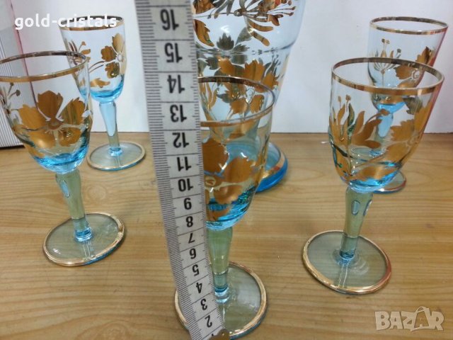 ретро чаши с гарафа за ракия с позлата Чехословакия , снимка 5 - Антикварни и старинни предмети - 22343353