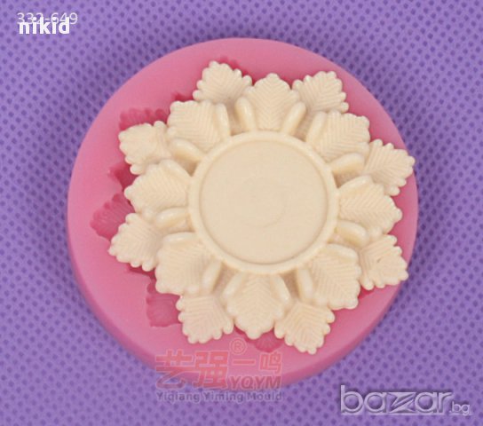 назъбено цвете звезда кръгъл силиконов молд форма тесто фондан декорация украса торта мъфини гипс , снимка 1 - Форми - 17206856
