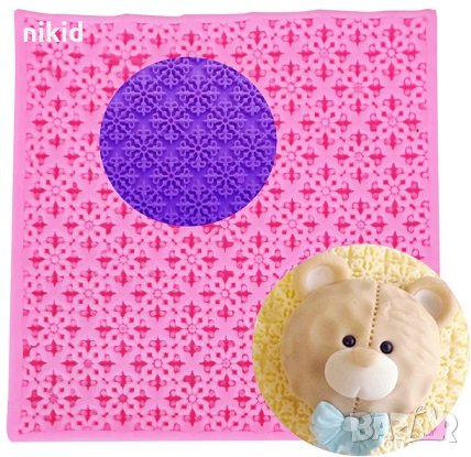 Квадратна текстура на ситни цветя снежинки силиконов молд форма украса декор фондан и др 