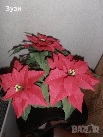 Коледна звезда, снимка 3 - Изкуствени цветя - 23726685