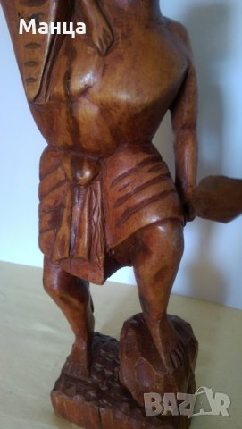  Дървена фигура на Африкански ловец , снимка 3 - Антикварни и старинни предмети - 25206072