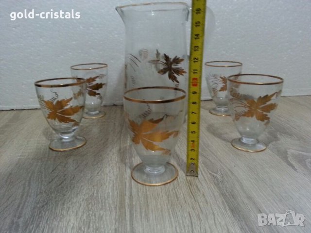 Ретро стъклени чаши и кана, снимка 4 - Антикварни и старинни предмети - 22678632