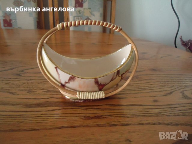 Кошничка от керамика и дърво, снимка 2 - Декорация за дома - 21574138