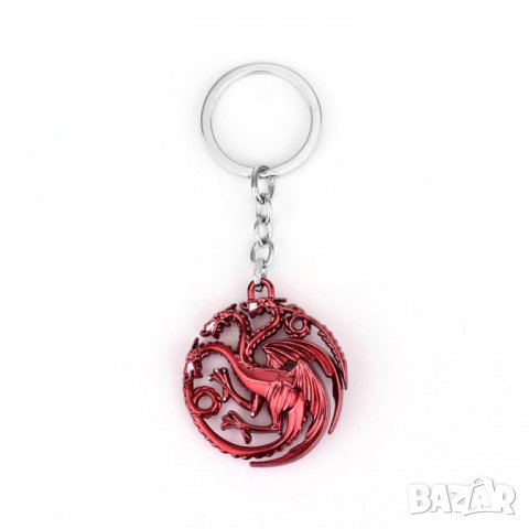 👑🪑Game of Thrones голям ключодържател Червен триглав дракон 🐉Таргериен герб, снимка 4 - Други - 25293448