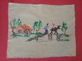 Български Стар Ръчно Извезан/Ушит/Бродиран Гоблен, снимка 2