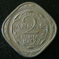 2 анна 1947, Индия, снимка 1 - Нумизматика и бонистика - 16877349