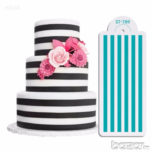 Зебра редове шаблон стенсил спрей за торта украса кекс декорация с пудра захар, снимка 1